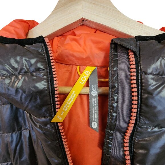 Lolë Shiny Brown Coral Hooded Zip Up Quilted Goose Down Puffer Jacket S 4 / 6 - Picture 3 of 3